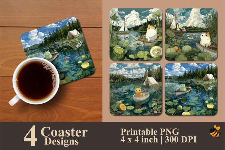 Summer Scenery Coaster Sublimation Design