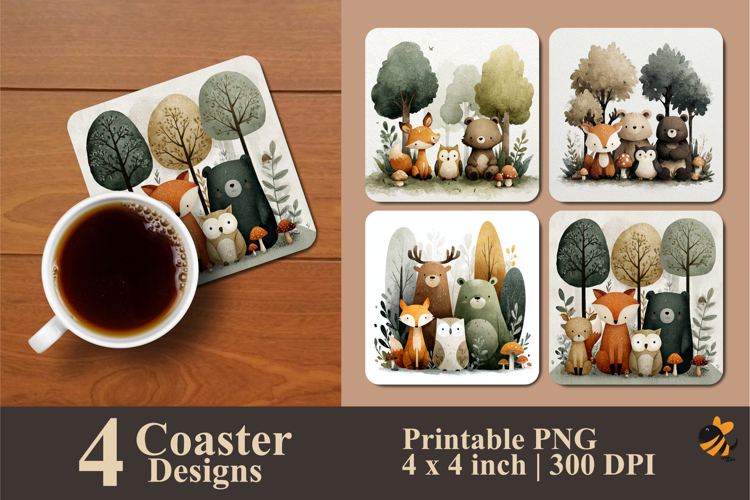Nature Family Coaster Sublimation Design