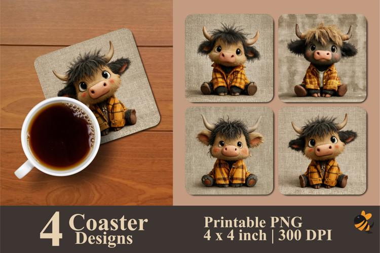 Lovely Cow Coaster Sublimation Design
