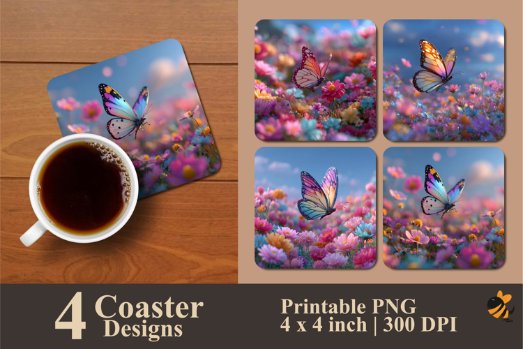 Amazing Butterfly Coaster Sublimation Design