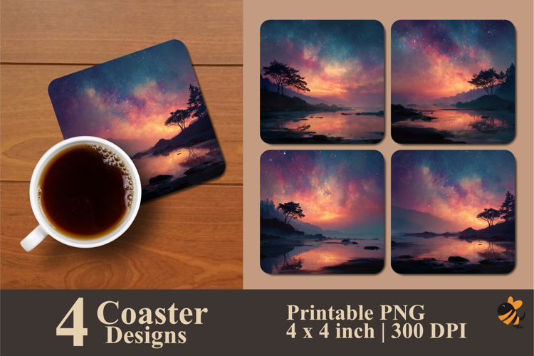 Wide Night Coaster Sublimation Design