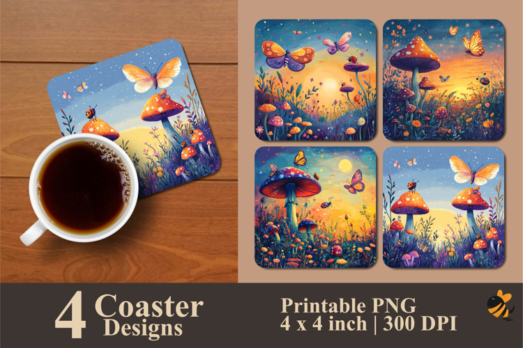 Colorful Night Coaster Sublimation Design