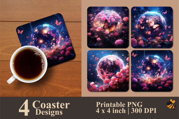 Beauty Background Coaster Sublimation Design example image 1