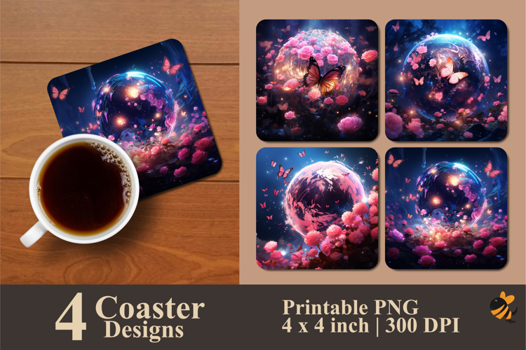 Beauty Background Coaster Sublimation Design