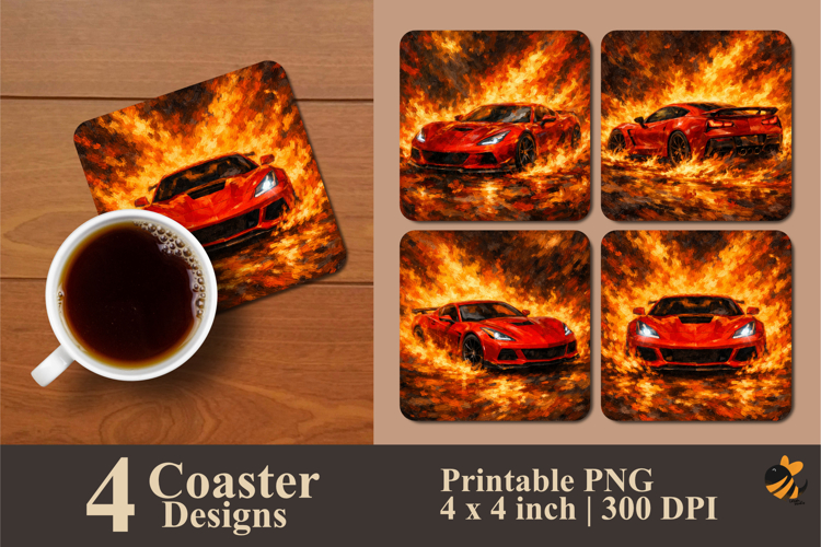 Inferno Drive Coaster Sublimation Design
