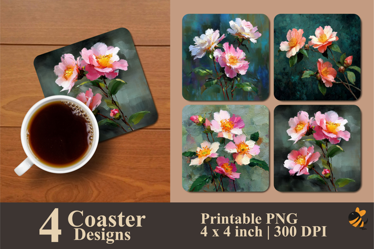 Petals in Impression Coaster Sublimation Design