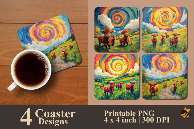 Cheerful Nature Coaster Sublimation Design