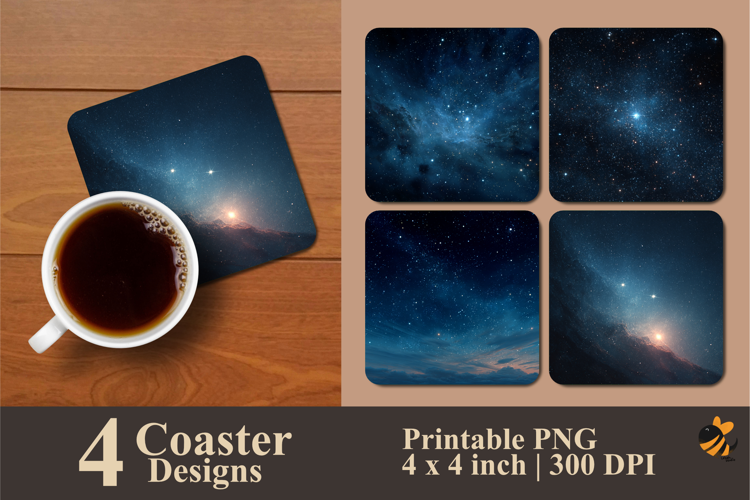 Glittering Stars Coaster Sublimation Design