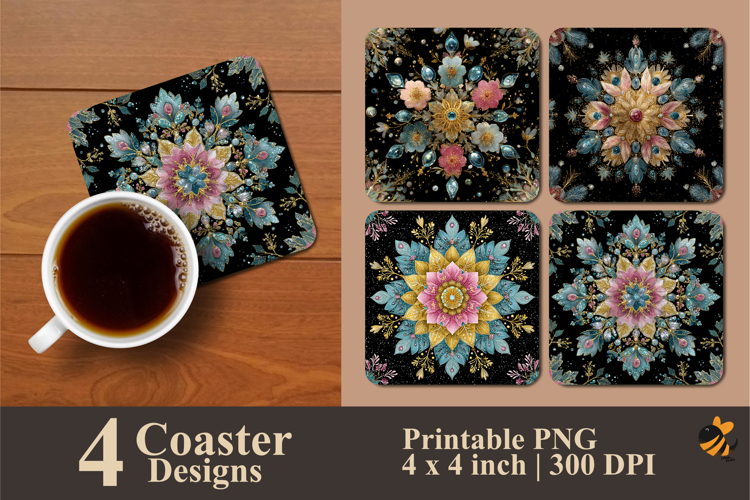 Leafy Bloom Symphony Coaster Sublimation Design