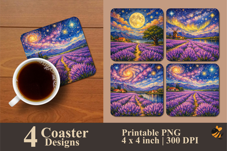 Galactic Bloom Coaster Sublimation Design