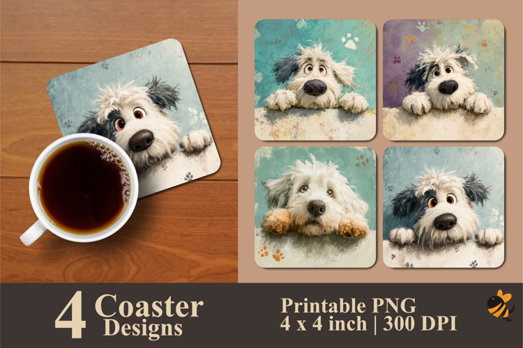 Peek Dog Coaster Sublimation Design