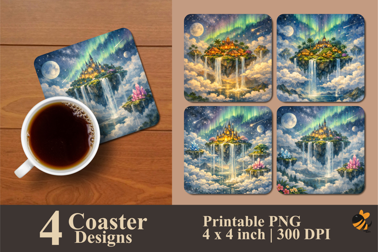 Aurora Sky Coaster Sublimation Design