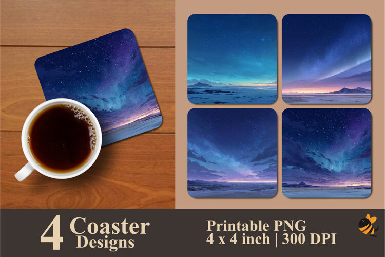 Starry Background Coaster Sublimation Design example image 1