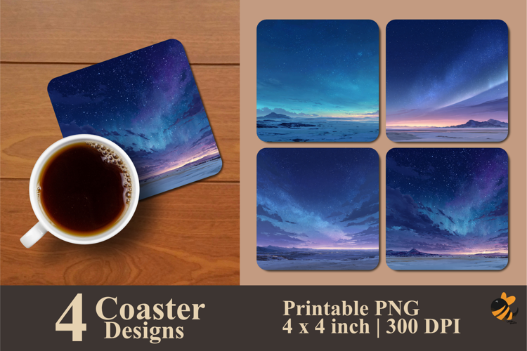 Starry Background Coaster Sublimation Design