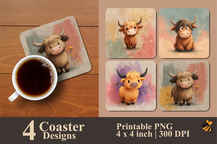 Baby Moo Coaster Sublimation Design