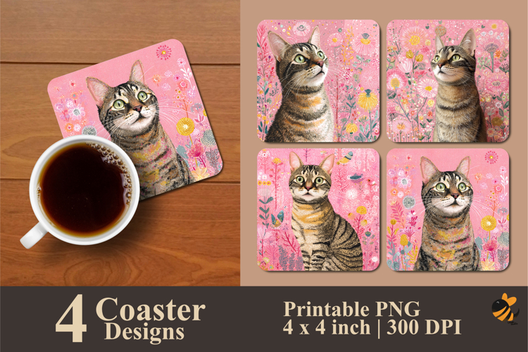 Shocked Cat Coaster Sublimation Design