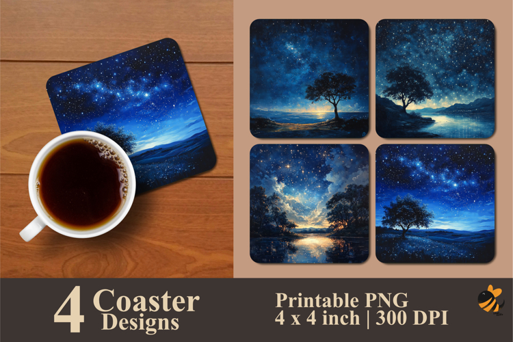 Night Blanket Coaster Sublimation Design