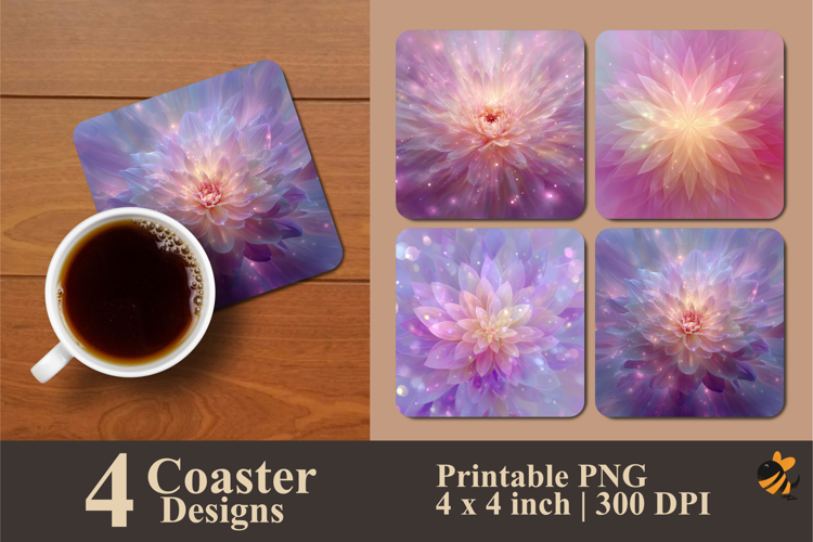 Soft Flowers Coaster Sublimation Design