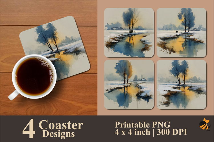 Winter Nature Coaster Sublimation Design