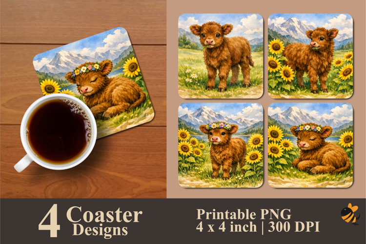 Meadow Charm Coaster Sublimation Design