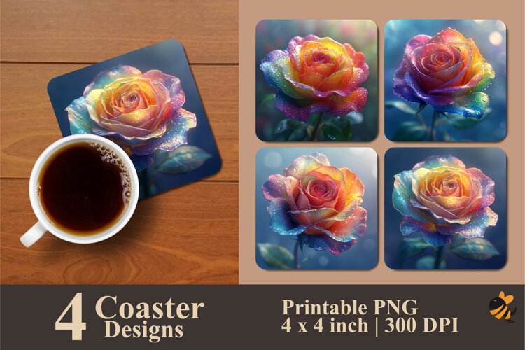 Soft Rose Coaster Sublimation Design example image 1