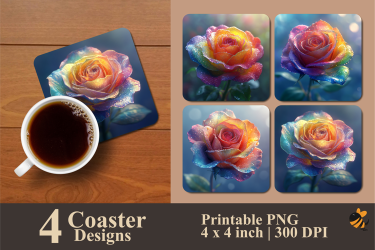 Soft Rose Coaster Sublimation Design