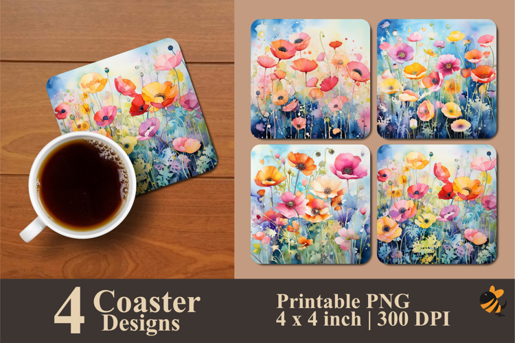 Color Flowers Coaster Sublimation Design