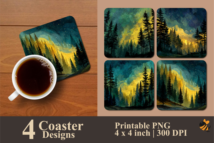Tropical Pine Coaster Sublimation Design