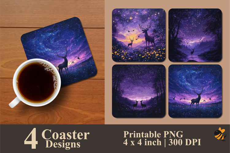 The Starry Sky Coaster Sublimation Design