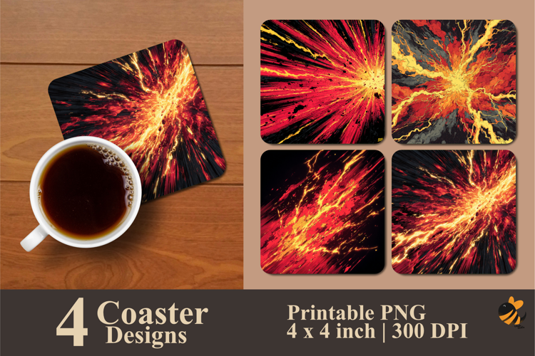 Lightning Burst Coaster Sublimation Design