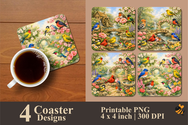 Bird Haven Coaster Sublimation Design