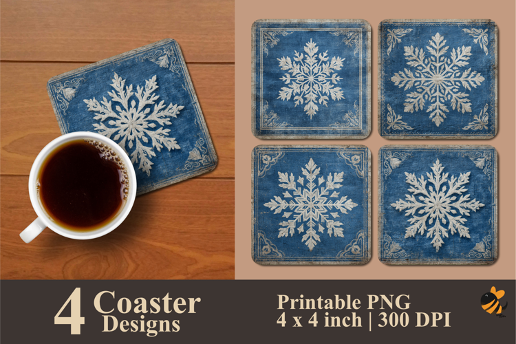 Snowflake Coaster Sublimation Design