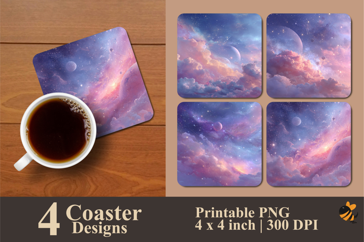 Pink Purple Sky Coaster Sublimation Design