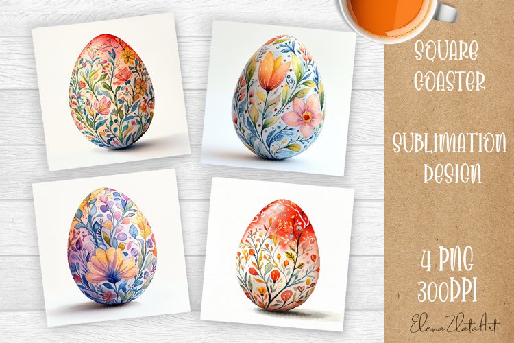 Cute egg easter Square Coaster Sublimation Design
