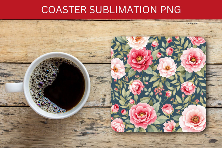 square coaster - floral pattern