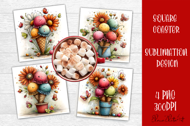 Summer flowers Coaster Design |butterfly Floral png