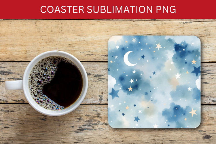 square coaster - moon stars