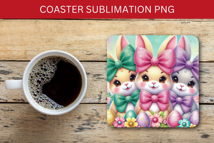 square coaster - rabbit bunny easter