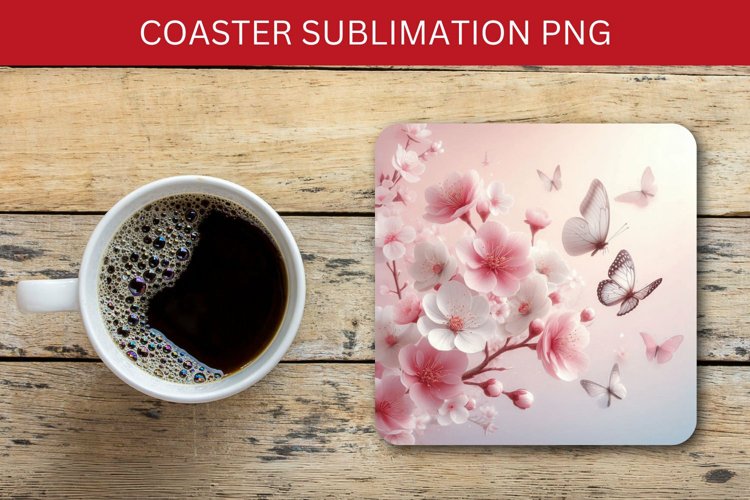 spring square coaster - plum blossoms