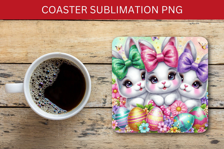 square coaster - rabbit bunny easter