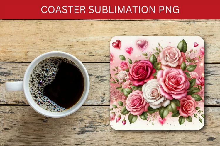 valentine square coaster - roses