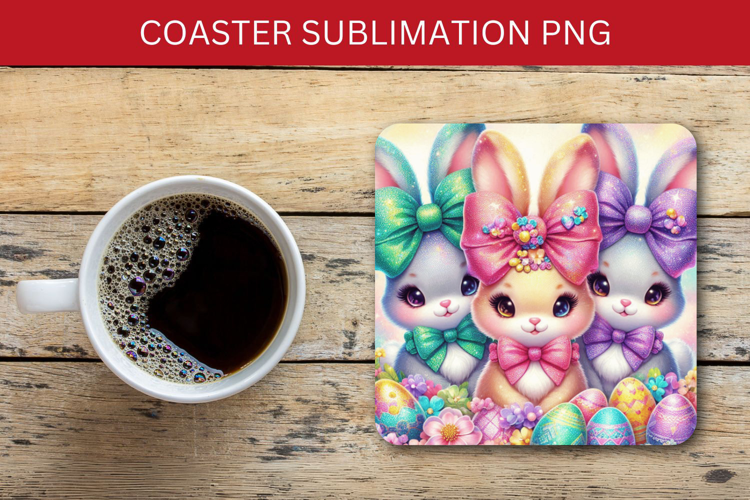 square coaster - rabbit bunny easter