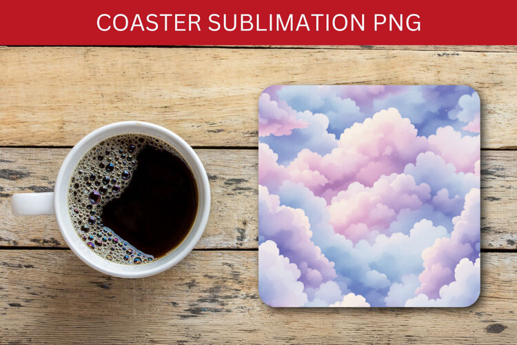 square coaster - pastel clouds example image 1