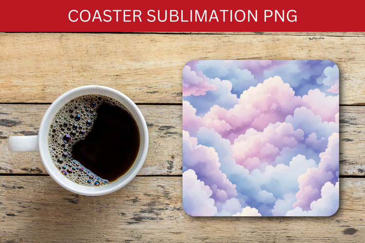 square coaster - pastel clouds