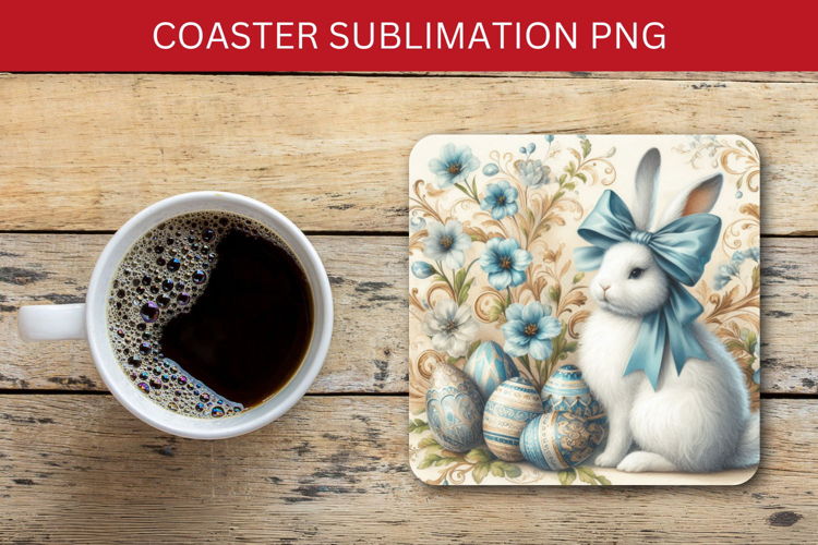 square coaster - vintage rabbit bunny easter