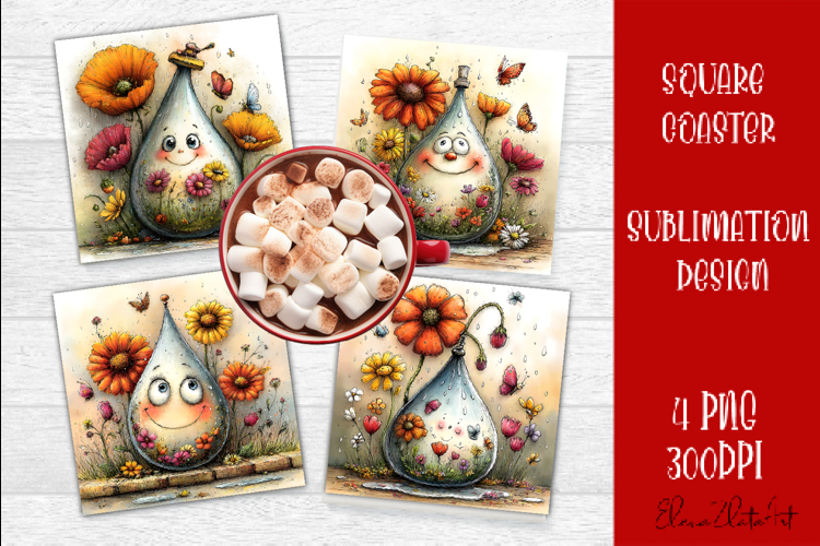 Summer flowers Coaster Design |butterfly Floral png