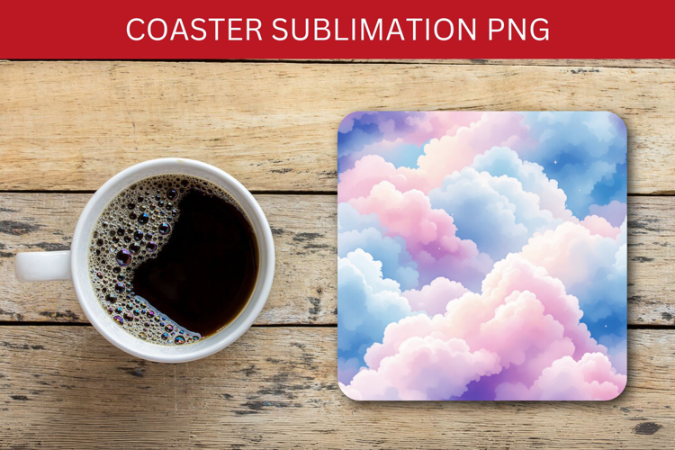 square coaster - pastel clouds