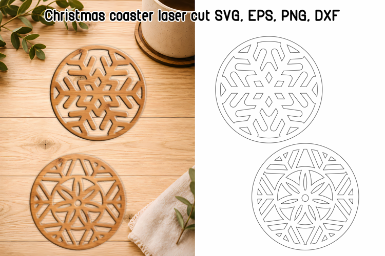 Christmas Coaster SVG | Snowflake Laser Cut Files