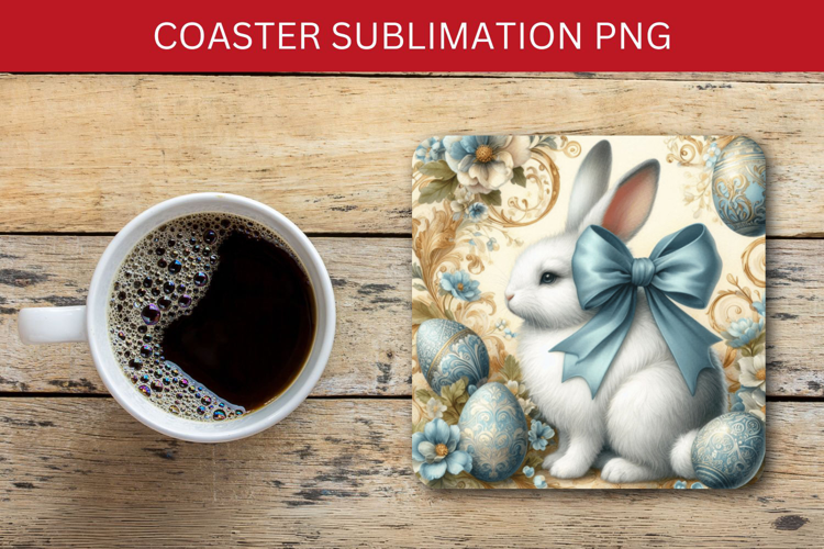 square coaster - vintage rabbit bunny easter