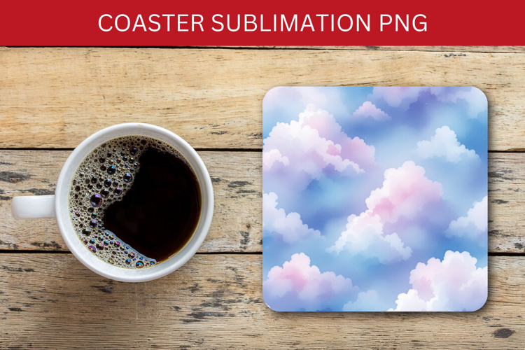 square coaster - pastel clouds